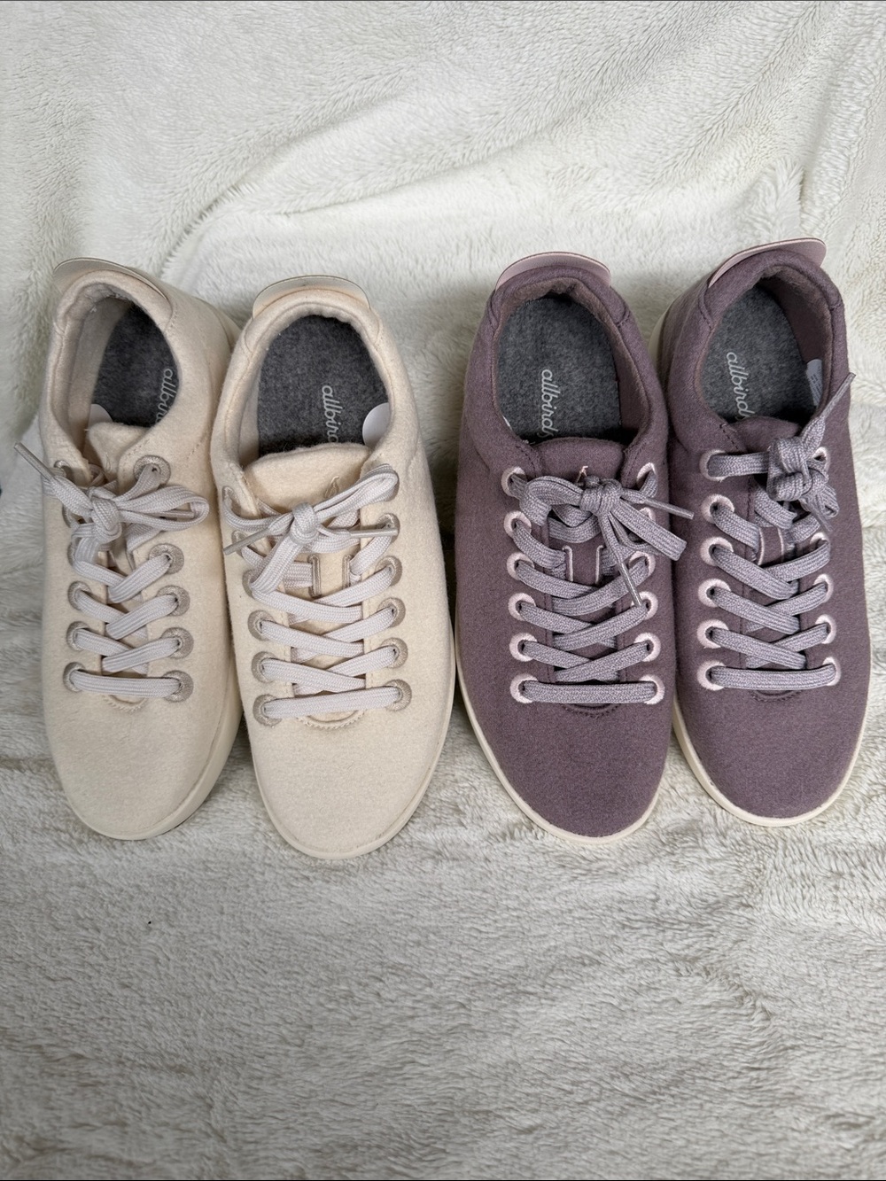 allbirds Women’s Wool Sneakers in Cream and Mauve